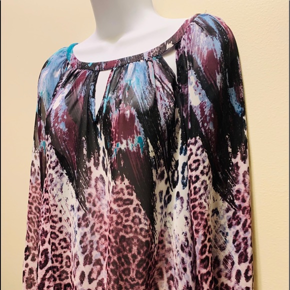 Jennifer Lopez L/S Animal Print Blouse NWOT - Picture 2 of 8